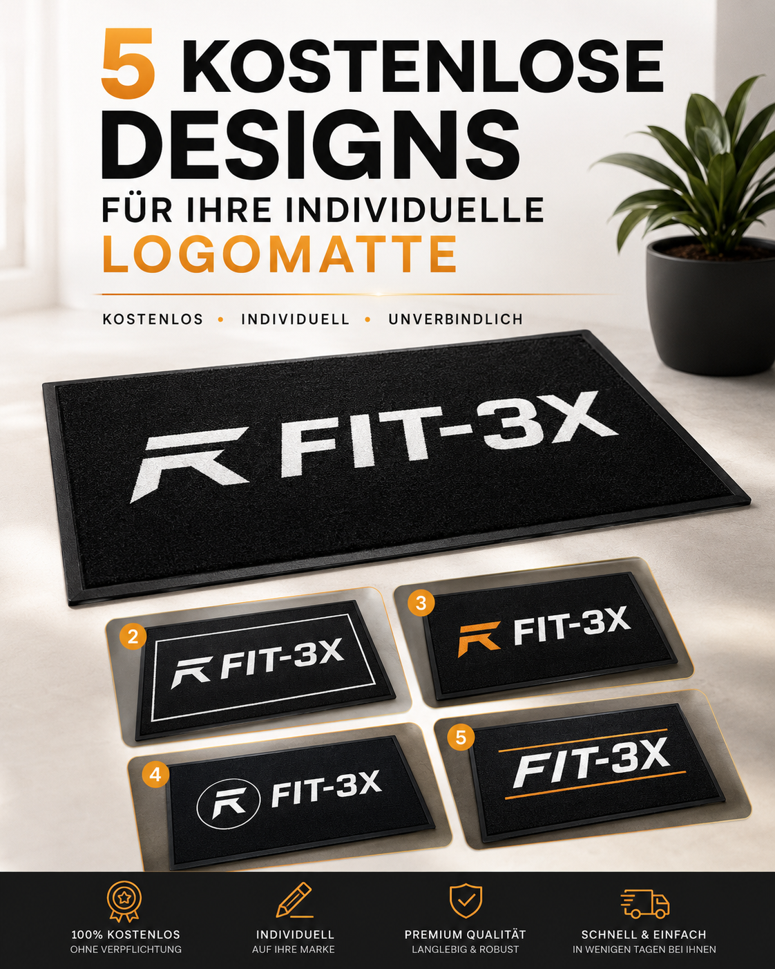 Mockup des kostenlosen Reports mit 5 Logomatten-Designs